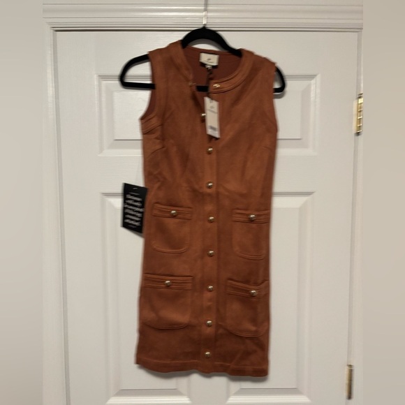 Tuckernuck Cognac Suede Ollie Dress XS Mocha Brown NWT - Picture 9 of 9